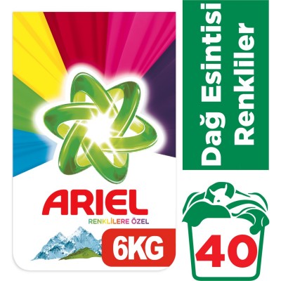 Ariel 6 kg Toz Çamaşır Deterjanı Dağ Esintisi Renkliler İçin Ariel 6 kg Toz Çamaşır Deterjanı Dağ Esintisi Renkliler İçin